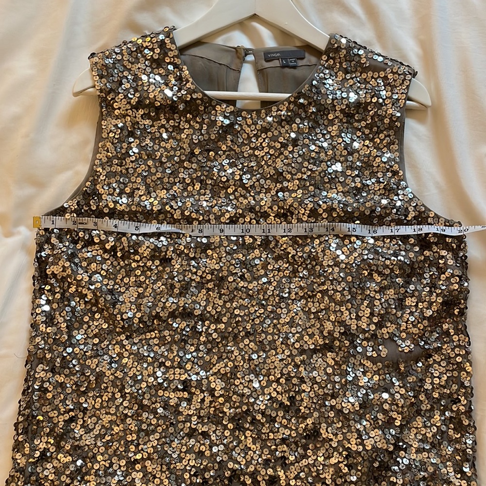 VINCE | Sleeveless Gold Sequin Blouse - Picture 9 of 12